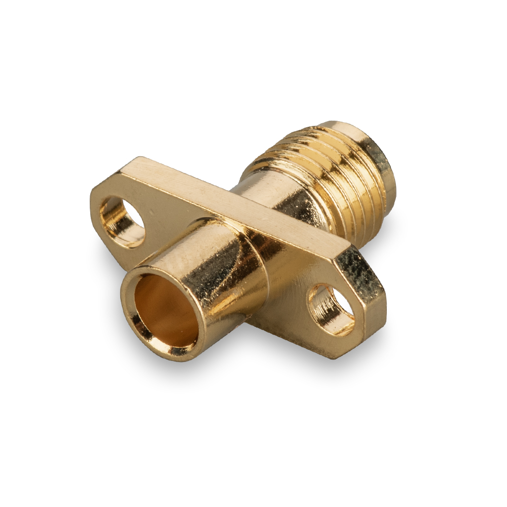 Разъем SMA(female) на корпус, фланцевый (2 отв.), под пайку на кабель RG-402 (0.141")