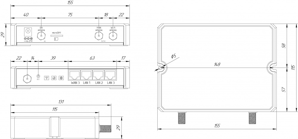 Роутер Kroks Rt-Cse m4 со встроенным 4G модемом LTE cat.4, до 150 Мбит/с