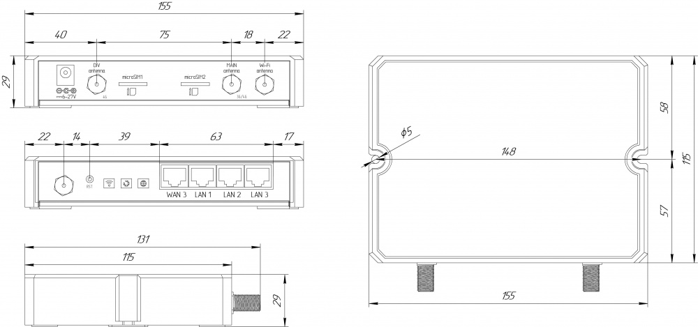 Роутер Kroks Rt-Cse m6 со встроенным модемом LTE cat.6, до 300 Мбит/c