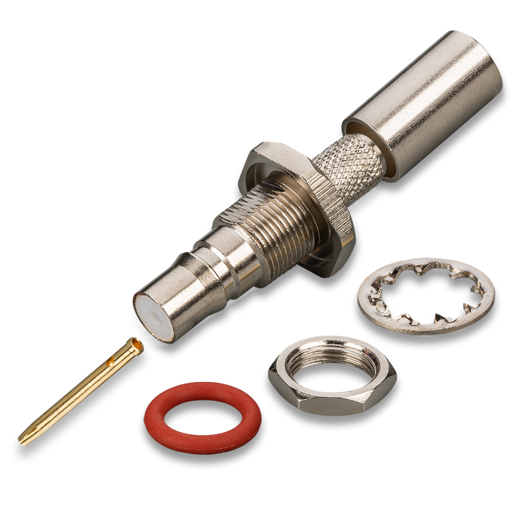 Разъем QMA(female) на кабель RG-58, герметичный с резиновым уплотнителем, с гайкой