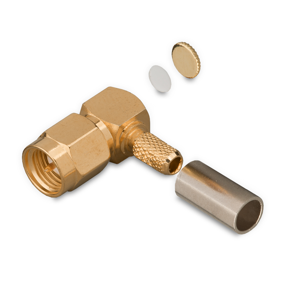 Разъем SMA(male) на кабель RG-316, обжимной, угловой до 6 ГГц, rev.T