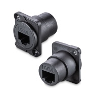 Переходник RJ45 D-типа на корпус, CAT6, 8P8C, 1000 Мбит/с, для внутреннего монтажа, гнездо-гнездо, черный